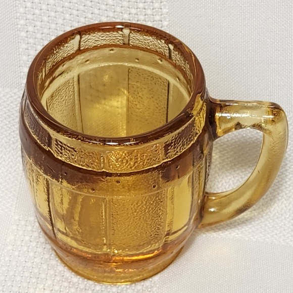 Amber‎ Colored Glass Mini Mug Shot Glass 2.25" Tall - Picture 1 of 14